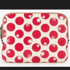 Juicy Couture Laptop sleeve case white pink polka dots circles NWT